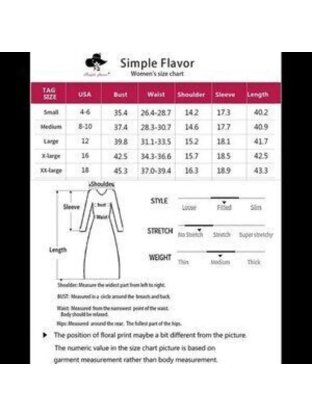 Women's Floral Vintage Dress Elegant Midi Evening Dress 3/4 Sleeves - Picture 4 of 5